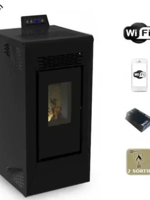 Courmayeur Poêle à granulés wifi canalisé 8.74 kw noir