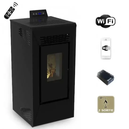 Courmayeur Poêle à granulés wifi canalisé 8.74 kw noir