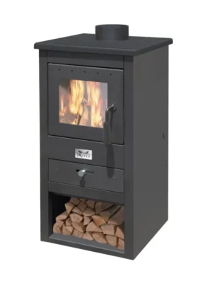 Poêle à bois noir Athena 13 kw – mesure cm.44x45x94h. – Poids kg.55
